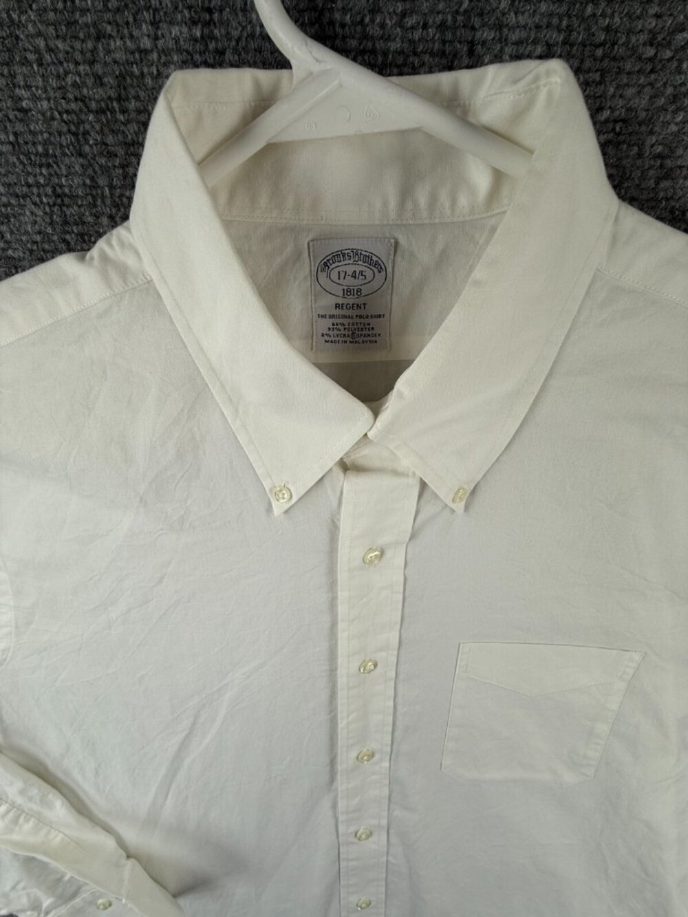Brooks Brothers Stretch Performance 17 34/35 Regent White Long Sleeve Button Up